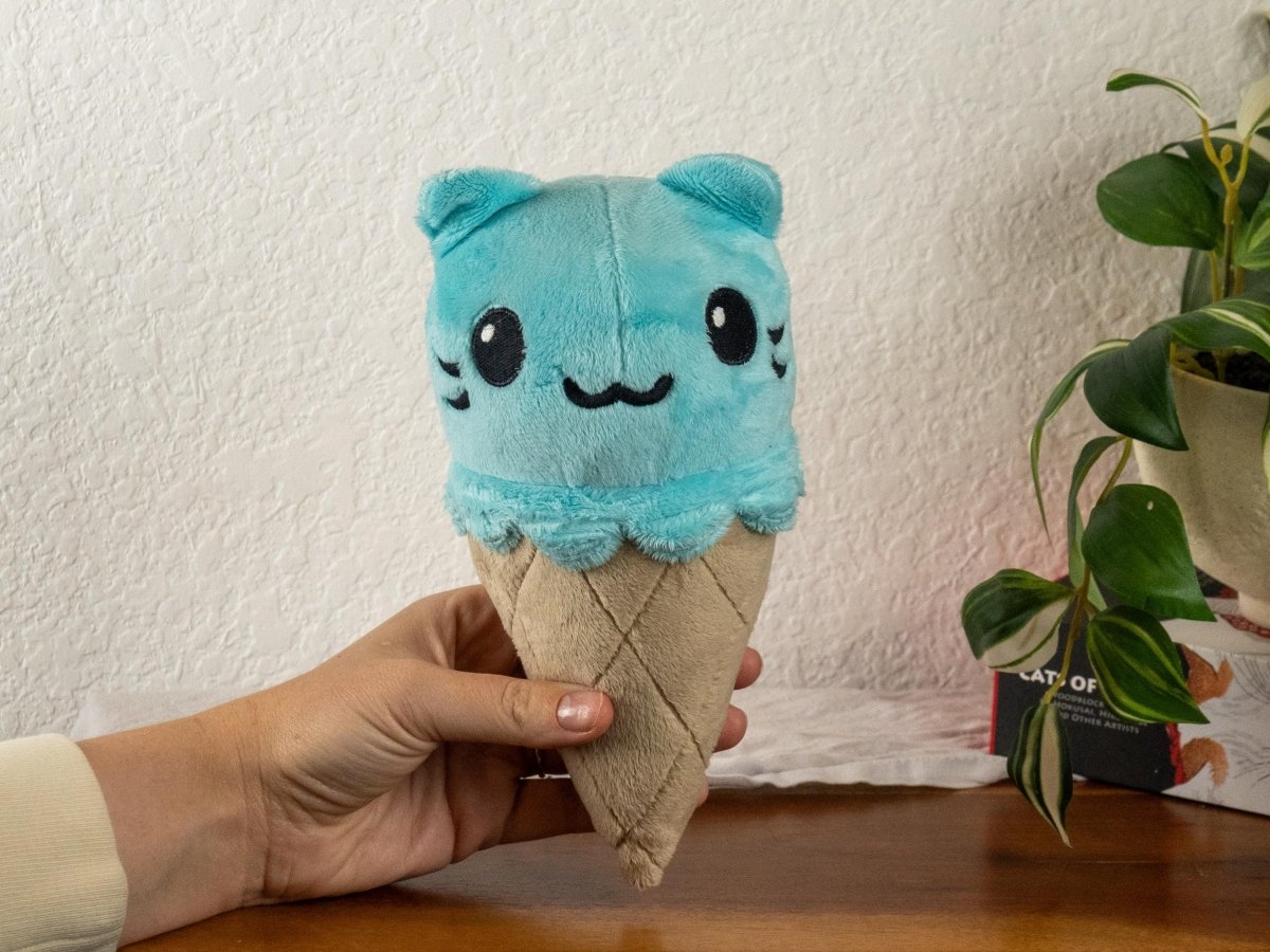Handmade Cat Cone Minky Plushie - CATCONE-BLUE