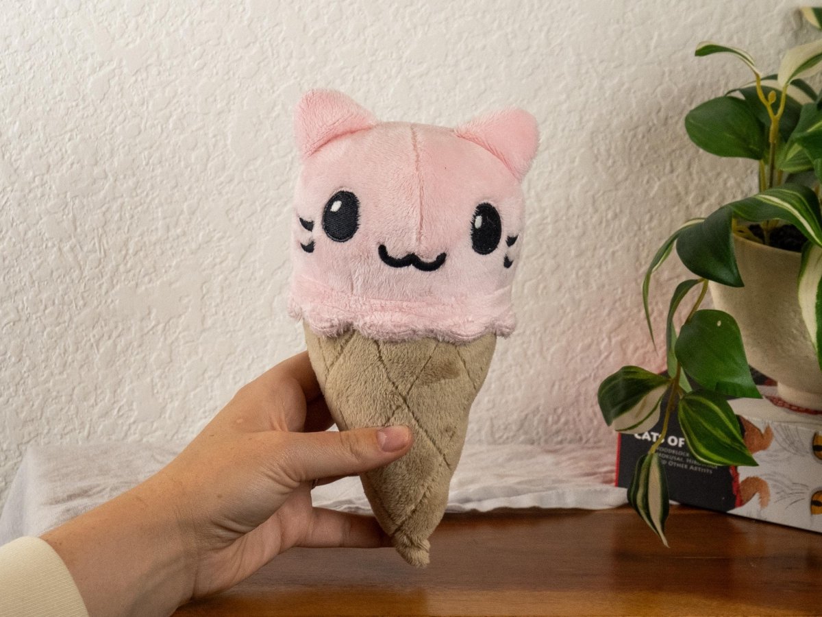 Handmade Cat Cone Minky Plushie - CATCONE-PINK