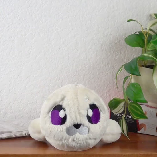 Extra Fluffy Seal Plushie - Hand Sewn, Handmade Stuffie