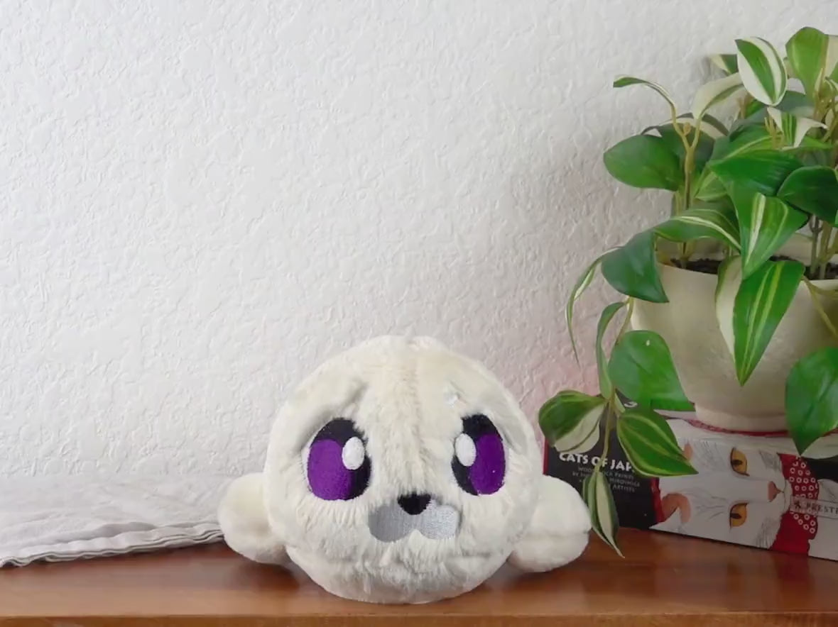 Extra Fluffy Seal Plushie - Hand Sewn, Handmade Stuffie